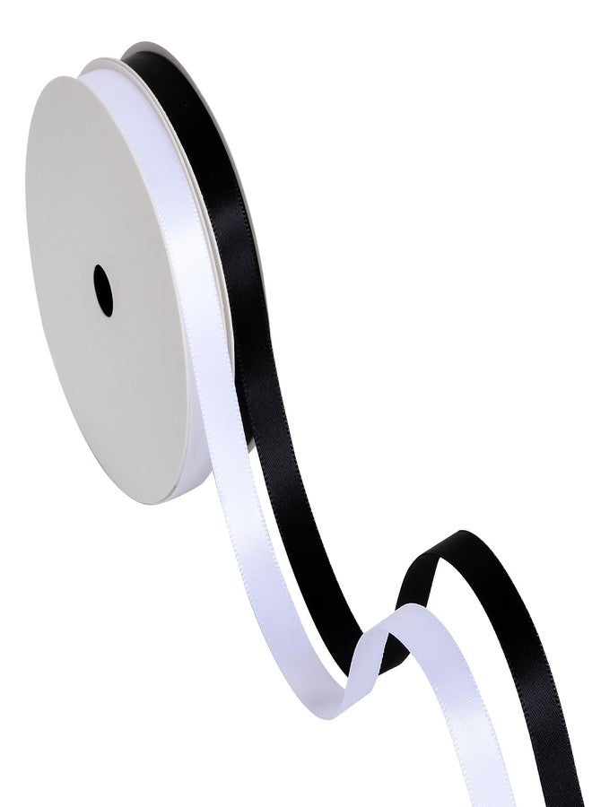 Ribest Black and White Double Faced Satin Ribbon, 3/8 Inch Decorative Ribbon Black for Gift Wrapping Crafts Hair Bows Sewing Wedding Birthday, 2 Rolls Total 20 Yards - Image 1